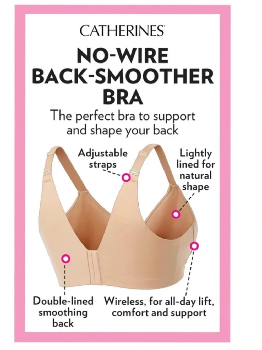 NWT Catherines Nude Wireless Back Smoother Bra